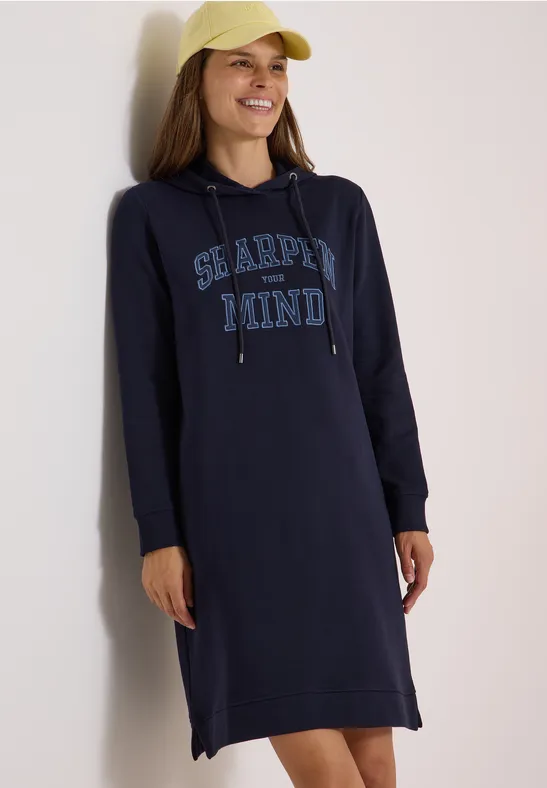Kniehoge sweaterjurk met capuchon