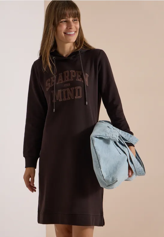 Kniehoge sweaterjurk met capuchon