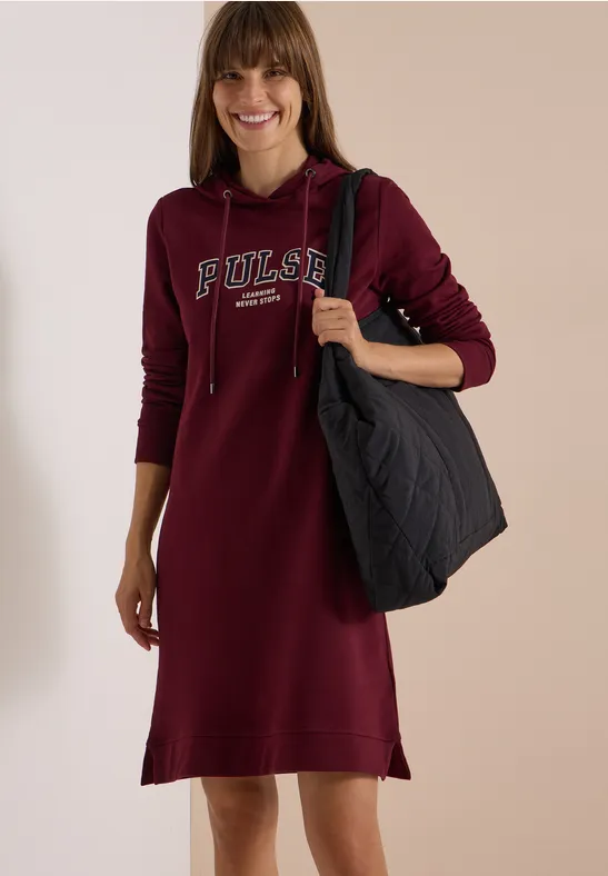 Kniehoge sweaterjurk met capuchon