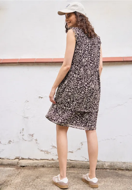 Knielange chiffon jurk met print
