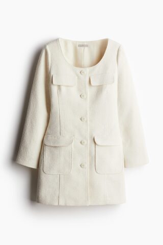 H & M - Blazerjurk van bouclégaren - Roomwit