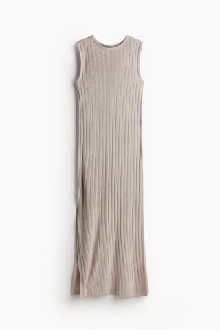 H & M - Ribgebreide jurk - Taupe