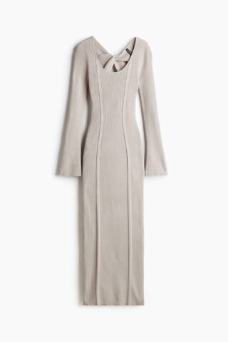 H & M - Twist-detail rib-knit dress - Lichttaupe