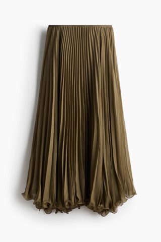 H & M - Licht transparante plissérok - Kakigroen