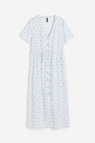 H & M - Doorknoopjurk - Lichtblauw/Bloemen