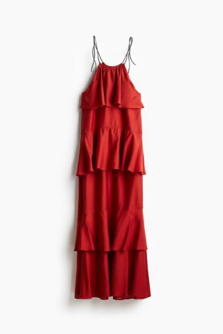 H & M - Maxi-jurk met volants - Rood
