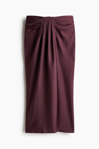 H & M - Rok met gedraaid detail - Pruimenrood