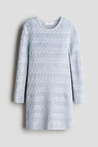H & M - Jurk met gehaakte look - Lichtblauw