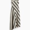 H & M - Gebreide one-shoulderjurk - Roomwit/Zwart Gestreept