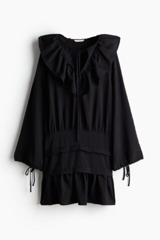 H & M - Jurk met volantkraag - Zwart