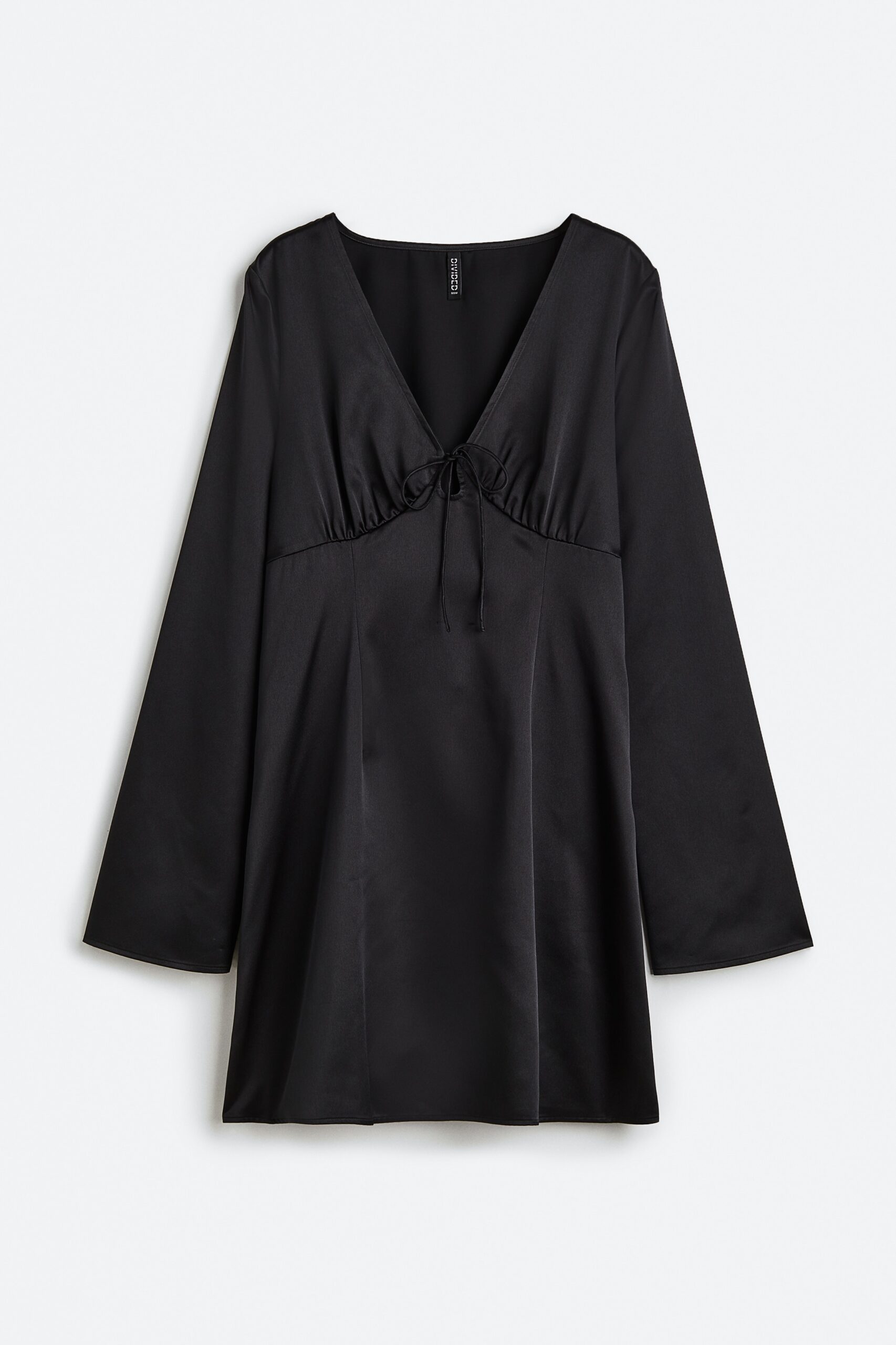 H & M - Gedessineerde jurk met strikbandjes - Zwart