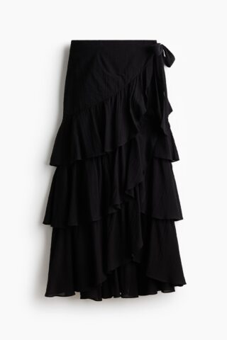 H & M - Strokenrok met overslag - Zwart