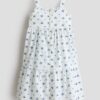 H & M - Katoenen strokenjurk - Wit/Bloemen