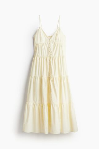 H & M - Strappy strokenjurk - Bleekgeel