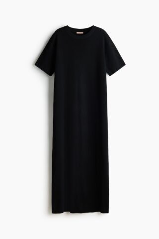 H & M - Fine-knit T-shirt dress - Zwart