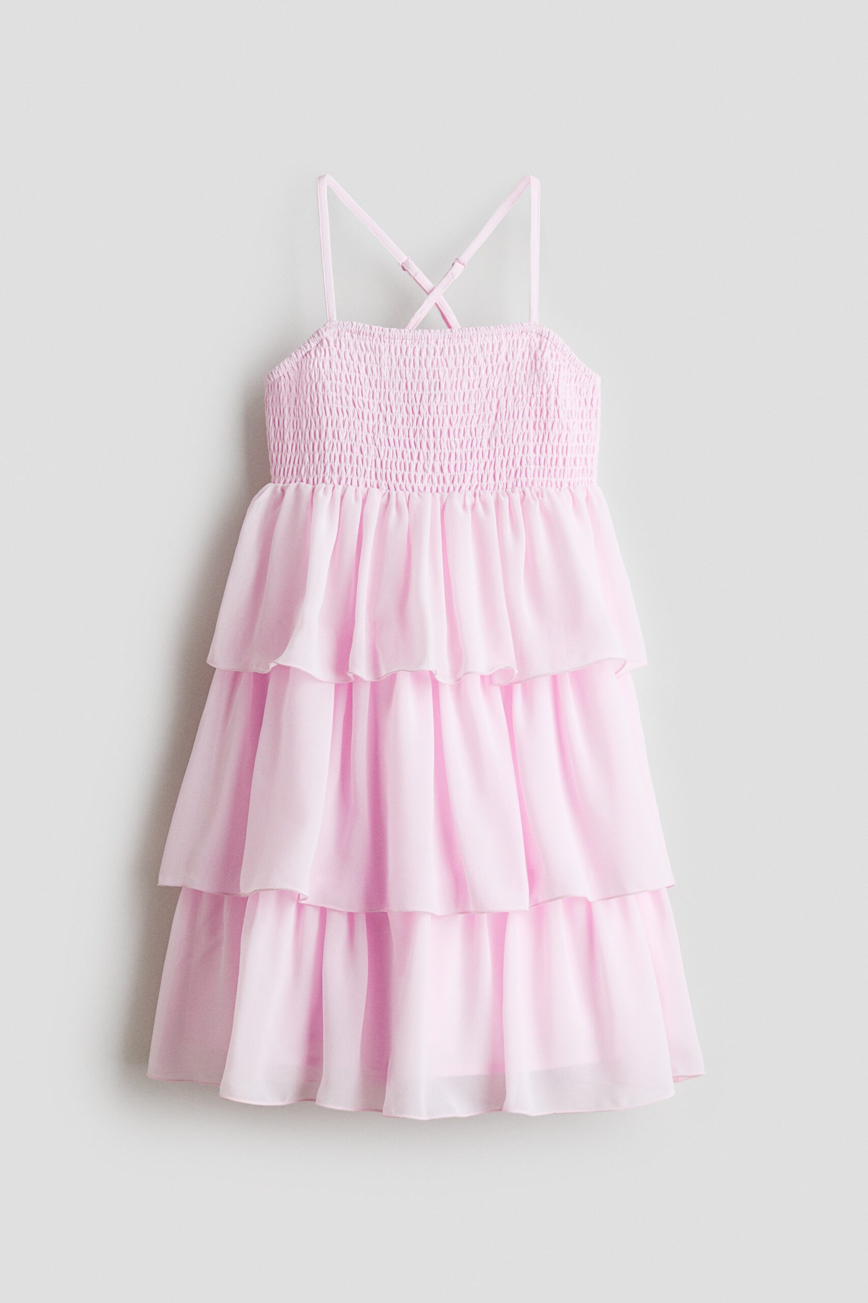 H & M - Chiffon jurk met volants - Lichtroze