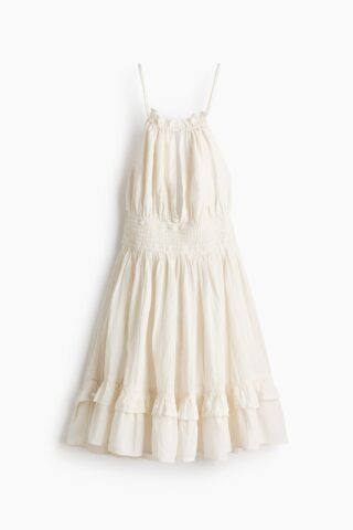 H & M - Jurk van linnenmix met flared rok - Lichtbeige