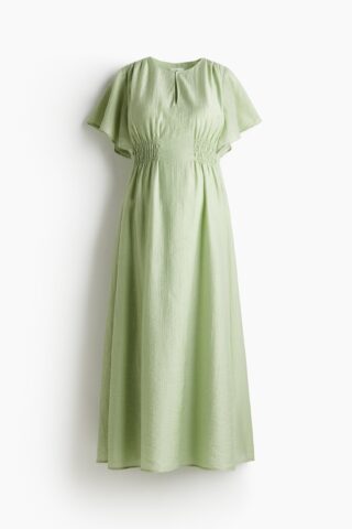 H & M - MAMA Lange crinklejurk - Lichtgroen