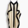H & M - Gedrapeerde strappy jurk - Lichtbeige/Zwart