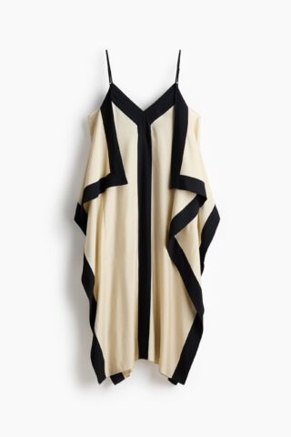 H & M - Gedrapeerde strappy jurk - Lichtbeige/Zwart