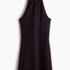 H & M - Halterjurk met crinkle-effect - Donkerpaars
