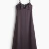 H & M - Satijnen jurk met kant - Dusty Donkerpaars