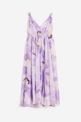 H & M - Midi-jurk van lyocellmix - Lichtpaars/Bloemen