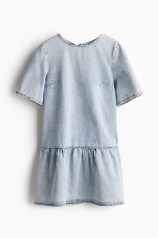 H & M - Denim jurk met strikbandjes - Licht Denimblauw
