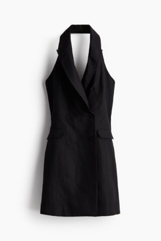 H & M - Halterjurk van linnenmix - Zwart