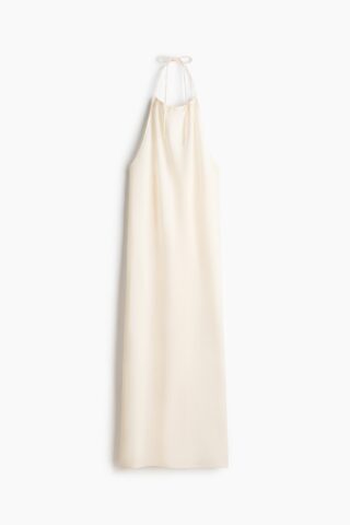H & M - Halterjurk met drawstring - Roomwit