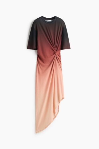H & M - T-shirtjurk met gedraaid detail - Roestrood/Perzikroze