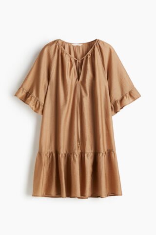 H & M - Tuniekjurk met strikbandjes - Donkerbeige