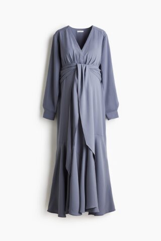 H & M - MAMA Jurk met geknoopt detail - Dusty Blauw