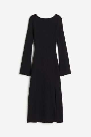 H & M - Ribgebreide bodyconjurk - Zwart