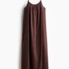 H & M - Jurk van linnenmix - Donkerbruin