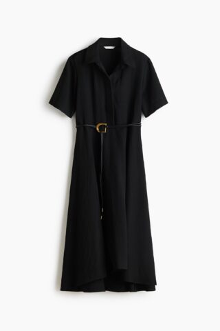 H & M - Overhemdjurk met strikceintuur - Zwart