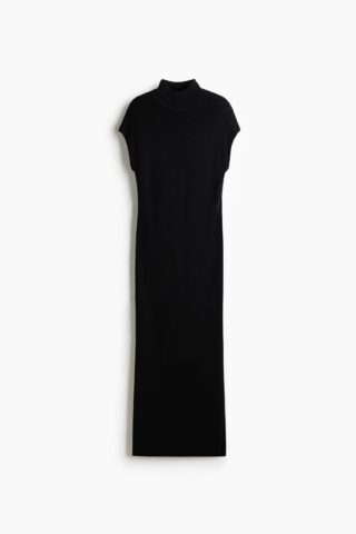 H & M - Fijngebreide jurk met turtleneck - Zwart