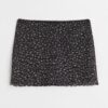 H & M - Mesh minirok - Zwart/Bloemetjes
