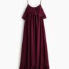 H & M - A-linejurk met volants - Bordeauxrood