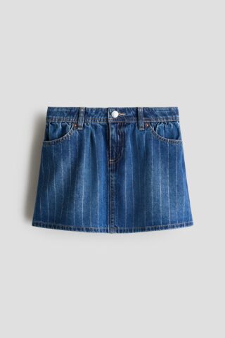 H & M - Rok van katoenen denim - Denimblauw/Krijtstrepen