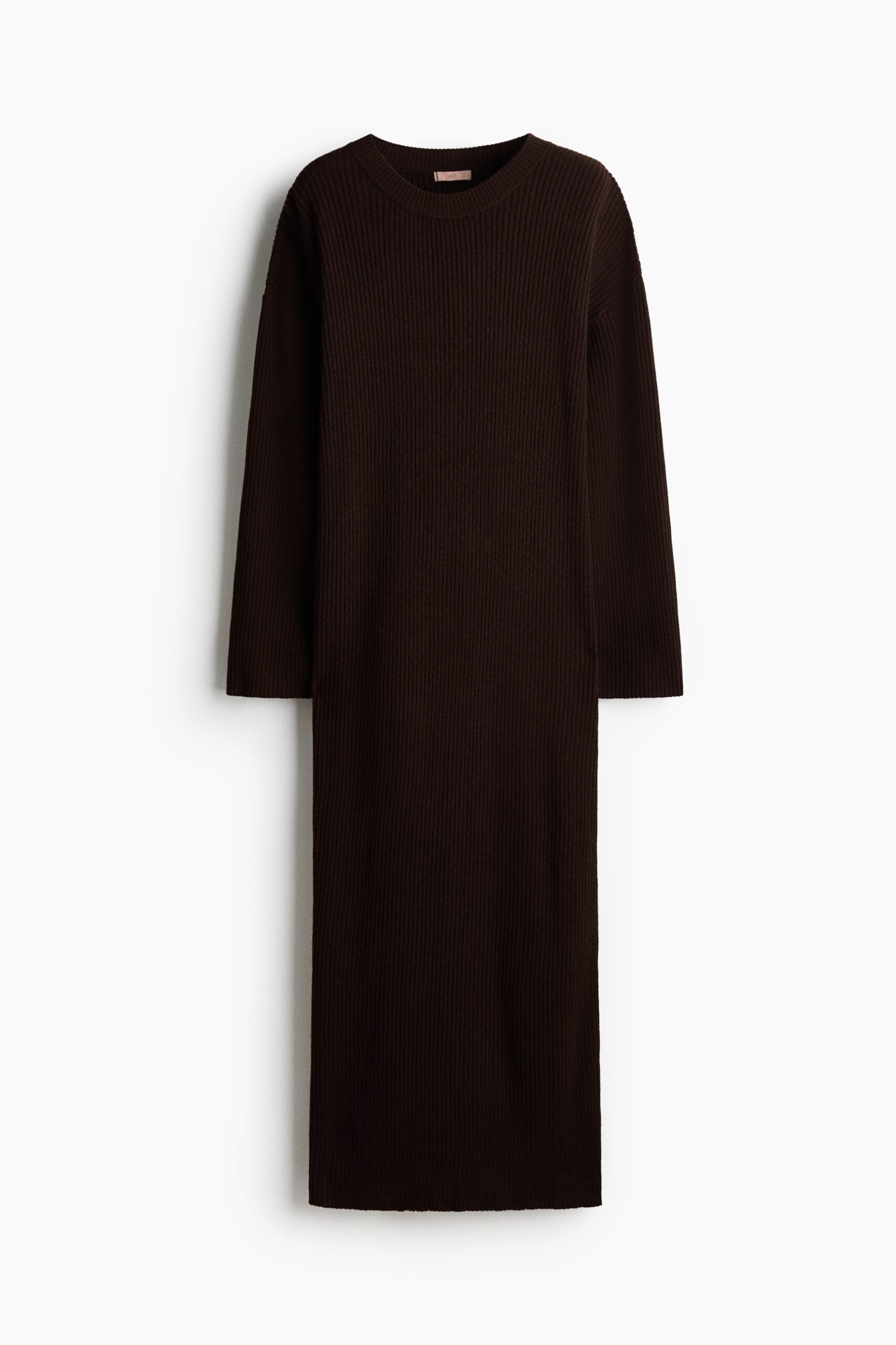 H & M - Ribgebreide jurk - Donkerbruin
