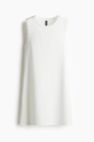 H & M - Tricot jurk met golvende randen - Wit