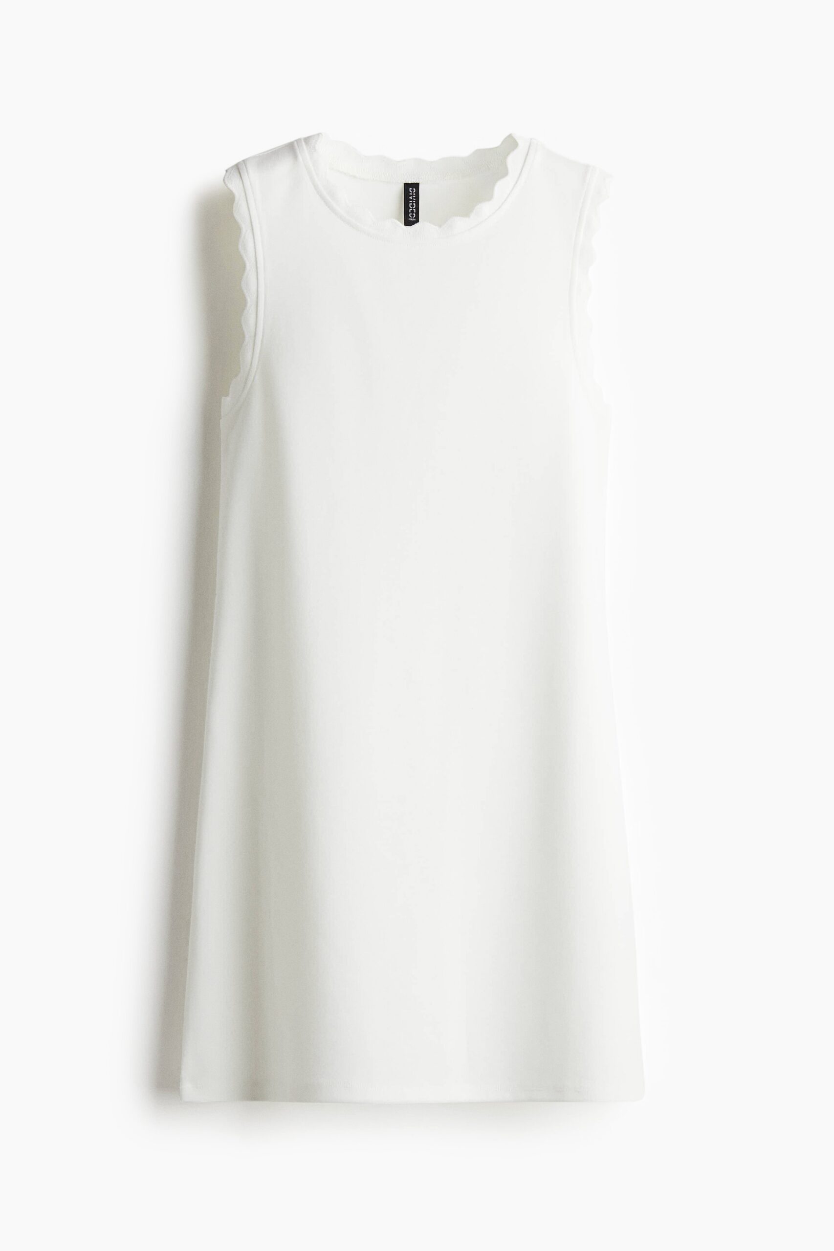 H & M - Tricot jurk met golvende randen - Wit