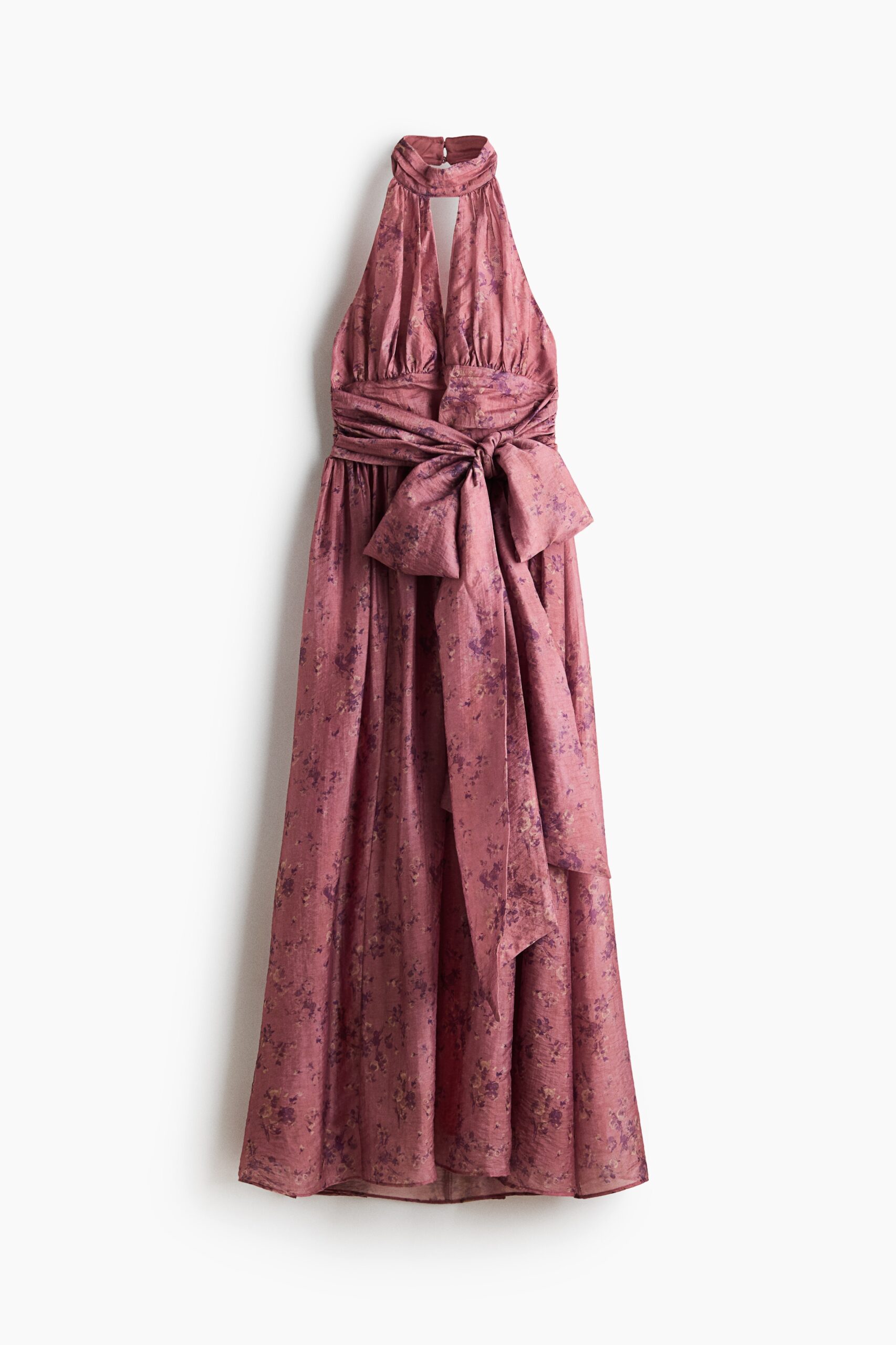 H & M - Halterjurk met strikdetail - Dusty Roze/Bloemen