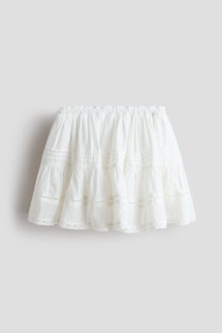 H & M - Katoenen rok met platte plooitjes - Wit