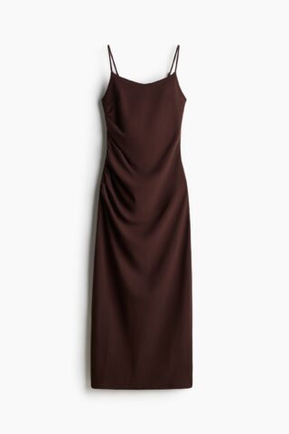 H & M - Gedrapeerde strappy jurk - Donkerbruin