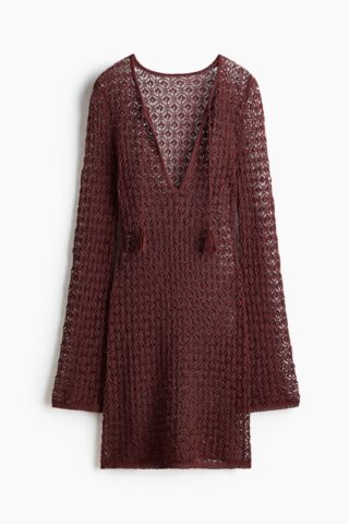 H & M - Strandjurk met gehaakte look - Donkerrood