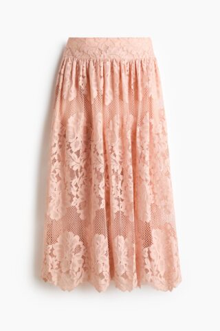 H & M - Kanten rok met golvende rand - Dusty Roze