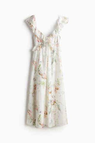 H & M - MAMA Jurk met volants - Wit/Bloemen