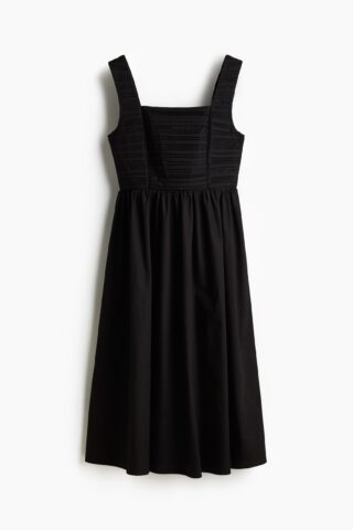 H & M - Uitlopende jurk met plooitjes - Zwart